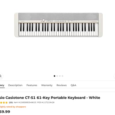 Casio Casio Casiotone CT-S1 61-Key Portable Keyboard - White - White