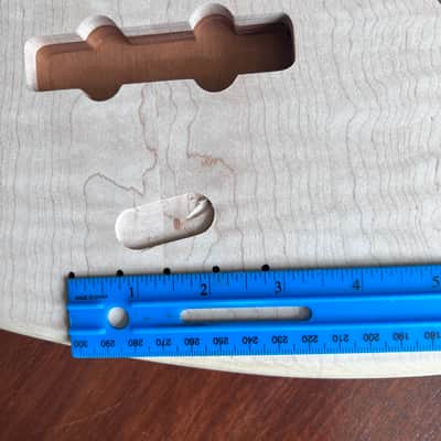 High End Offset Bass Body – Unfinished THICK Curly Maple Top, Solid ONE piece Mahogany Back, Front Routed NOS- limited luthier supply R4 image 25