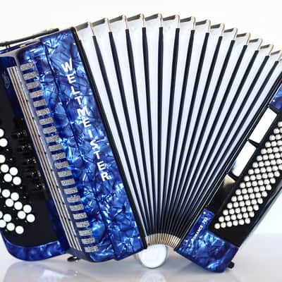 NEW Weltmeister Romance 703 5 Rows Chromatic Button Accordion, made in Germany, 96 Bass buttons, B-Gripp, Blue, incl. Straps and Case, Shipping from USA image 3