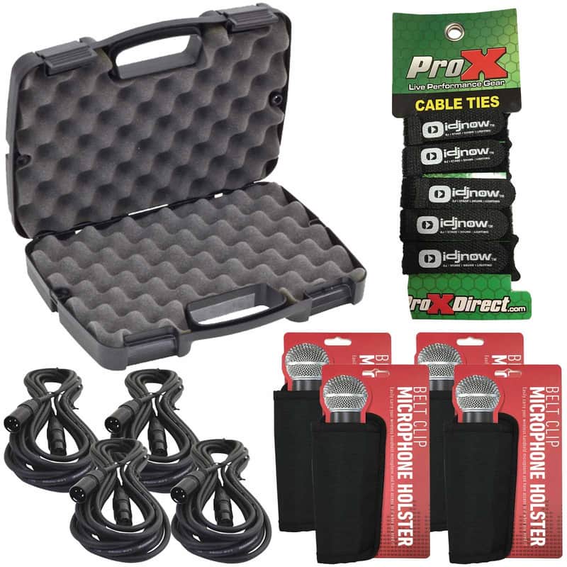 Accessories Pack Male-Female 20ft XLR Cables 4 Pack + Ties + Case + Mic Holsters image 1