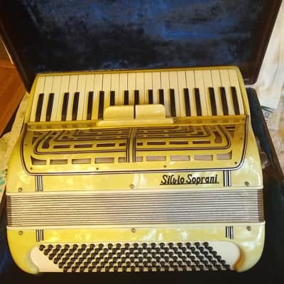 Silvio Soprani 120 Bass Accordion 1960's Cream Mother of Pearl image 1