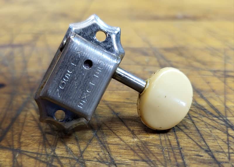 Vintage 1964 Kluson Deluxe Double Line Patent Number 3x3 Individual Bass Side Guitar Tuner Luthier Parts image 1