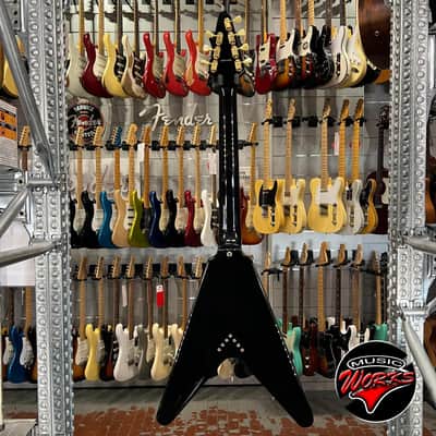 Epiphone   Korina Flying V 7 Corde Black + Invader + Gibson Wiring image 7