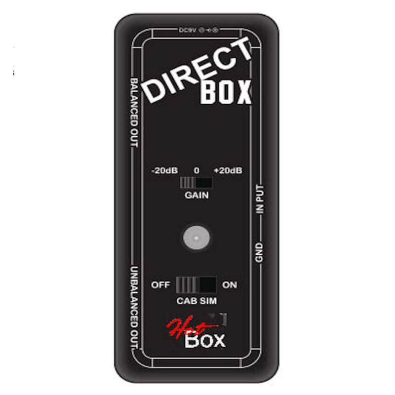 Hot Box Active DI Box Gain Control & Cab Simulator Switch,Gain Control (-20dB to +20dB),Ground Lift, XLR Balanced & 1/4" Unbalanced Outputs Guitar / Bass DI image 1
