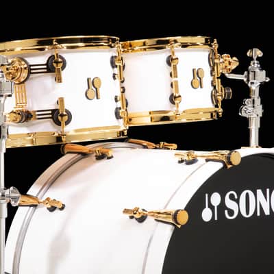 Sonor SQ2 5pc Beech Shell  Pack  - Solid White Lacquer w/Gold Hardware image 4