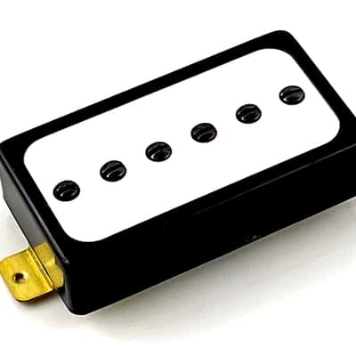 Dragonfire H90 Humbucker Cased / Sized Single Coil P90 Style Neck Pickup, Black Ring w/ White Inlay image 3