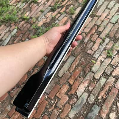 1 white binding Round end stainless steel 22 frets Maple guitar neck 25.5inch hole 10mm black gloss image 5