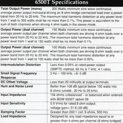 BGW 6500T Proline II Amplifier Mid 90s - Black image 6