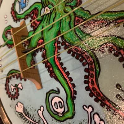 1928 La Pacifica Banjo ukulele hand painted octopus image 6