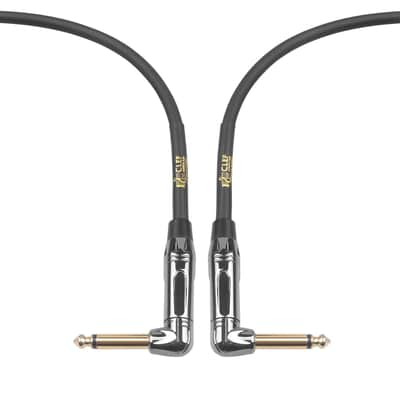 Guitar Patch Cable, 6 inch - 1/4 inch TS Right Angled Guitar Pedal Effects Instrument Cord, 22AWG, Chrome Zinc Alloy Shell, PVC Jacket - 6-Pack image 2
