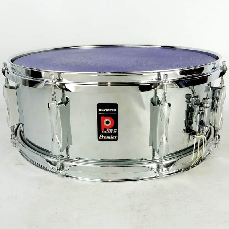 Premier 5x14" Snare Drum Chrome Steel Olympic Model 1005 8Lug England Vintage70s image 1
