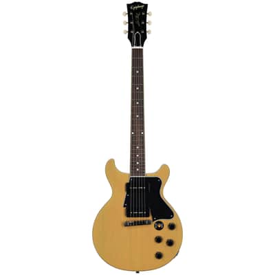 Epiphone Inspired by Gibson Custom 1960 Les Paul Special Double Cut Reissue Electric Guitar (with Case), TV Yellow image 3