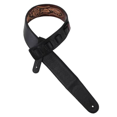 Walker And Williams KH-02-BRN Umber Brown Carving Leather Top W/ Tooled Floral Vine & Western Ends image 6