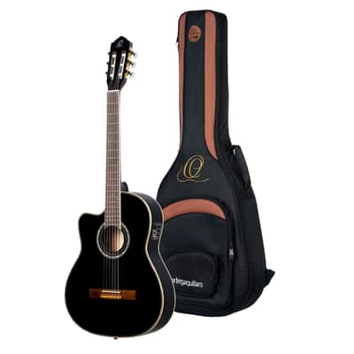 Ortega RCE145LBK Solid Spruce Top Mahogany Neck Cutaway Nylon 6-String Classical Acoustic-Electric Guitar w/Gig Bag For Left Hand Player image 1