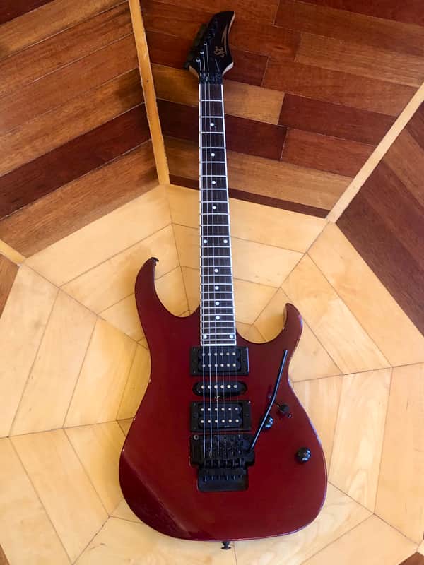 VINTAGE SX Electric HSS, FAT, 24 FRET ELECTRIC GUITAR  w/ Floyd Rose in Wine Red image 1