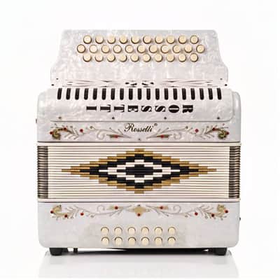 Rossetti 3112-GCF-WH 31 Key 12 Bass Diatonic Button Accordion GCF White Includes Hard Case Straps image 3