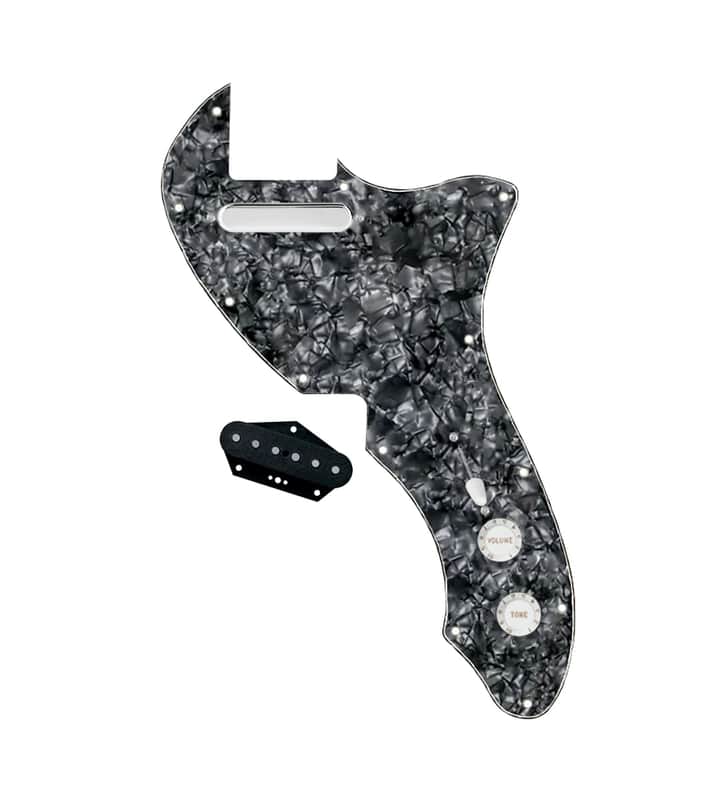 920D Custom 72 Thinline Tele Single Coil Loaded Pickguard With Texas Grit Pickups, Black Knobs, and Black Pearl Pickguard image 1