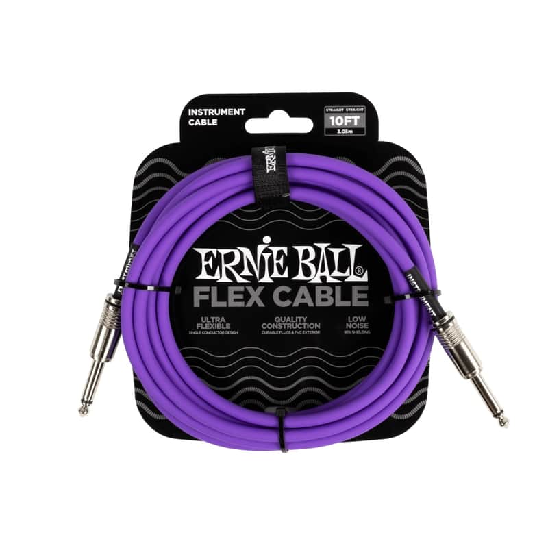 Ernie Ball P06415 Flex Instrument Cable Straight/Straight 10ft - Purple image 1