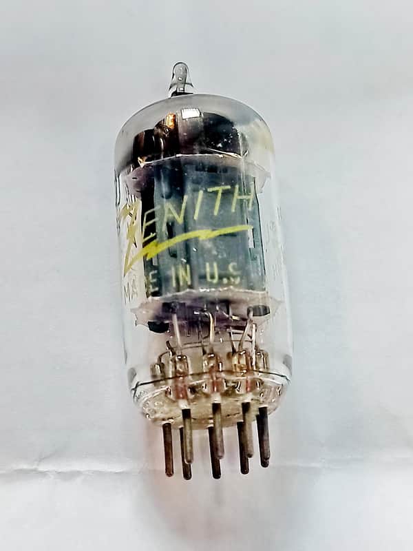 50s Zenith long plate slanted square getter 12AU7 ECC82 electron tube image 1