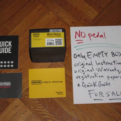 very lightly handled / mostly very clean MXR EMPTY BOX for M148 Micro Chorus Reissue (NO pedal) +original Instructions, original Warranty/Registration & MXR Quick Guide (2010s-2020s) BOX: black cardboard w/silver color MRX logo / LABELS yellow & black image 1