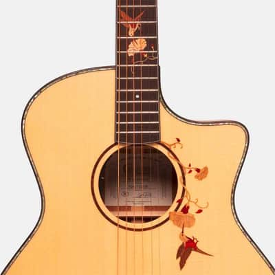 Crafter TB G-MAHO CE Anniversary MAHO Series Grand Auditorium Cutaway Twinbirds Inlay Design Solid Spruce Top Mahogany Neck 6-String Acoustic-Electric Guitar w/Gig Bag image 5