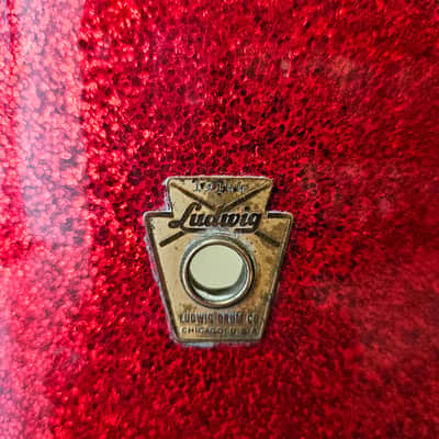 Ludwig Super Classic 22-16-13" 3-ply Drum Kit in Red Sparkle - Keystone Badge 1964 image 12