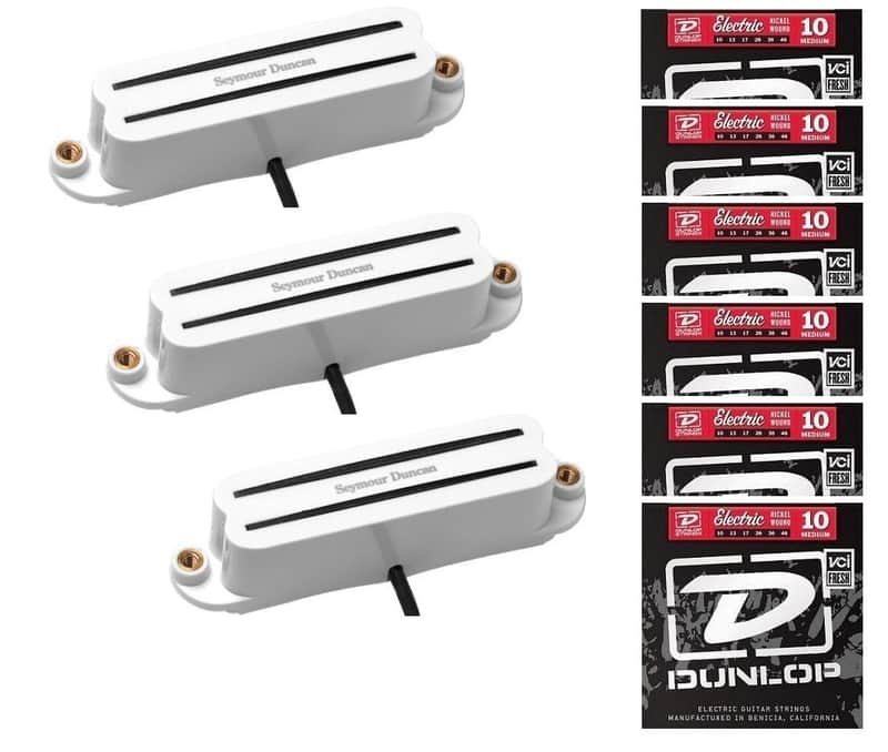 Seymour Duncan SHR-1 Hot Rails Set White Single Coil Strat Pickups (6 STRING SETS) SHR1b & 2- SHR-1n image 1