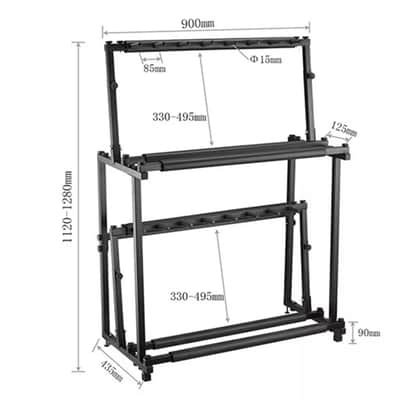 2-Tier Adjustable Guitar Display Rack | Foldable Guitar, Ukulele, and Violin Holder Stand – Holds Up to 14 Instruments with Anti-Scratch Protection image 4