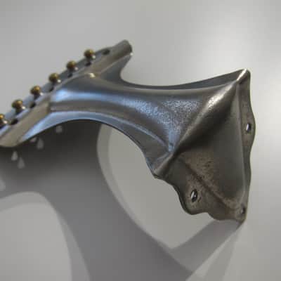 Vintage Oscar Schmidt Six String Acoustic Guitar Tailpiece with Individual Saddles Authentic Vintage Part Circa-1920s-1930s-Nickel Silver image 4