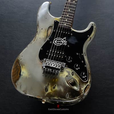 Fender Stratocaster Deluxe Series HSS Terminator Metallic Silver Floyd Rose Heavy Relic image 2