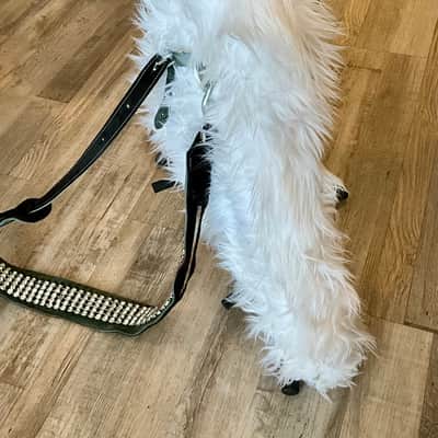 4-String Bass Guitar - White Faux Fur & Rhinestone image 8
