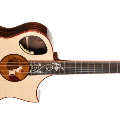 Cort ROSELYN Masterpiece Series Roselyn Redux OM Cutaway Body 5pcs Mahogany & Walnut Neck 6-String Acoustic-Electric Guitar w/Hard Case image 9