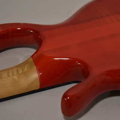 1990 Pedulla MVP-5 Bass Fretless Conversion 5-String Red w/HSC image 14