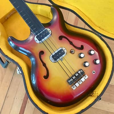 Hohner bartell Black widow fretless bass guitar c 1966 Sunburst original vintage image 2