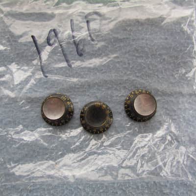 1960 Gibson Black Reflector Knobs Set of 3 No Tone No Volume Gibson Knobs Vintage Set of 3 Gibson Knobs Vintage image 1