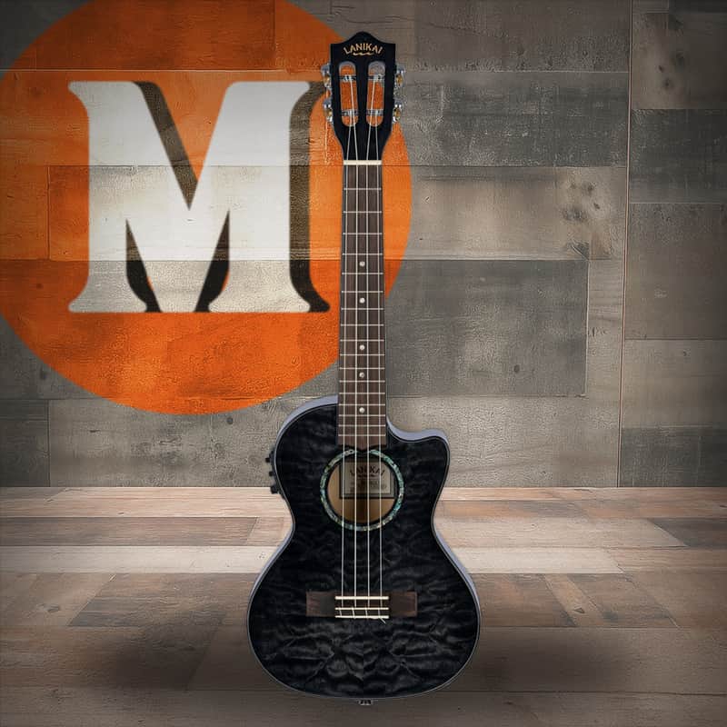 Lanikai Quilted Maple Black Stain Tenor Cutaway A/E Ukulele w/ Kula Preamp (QM-BKCET) image 1