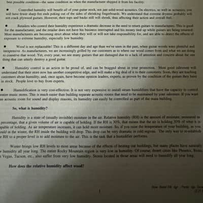 Taylor Shapes Flyer, Humidity & Repair Info Sheets 90s-2000s image 2