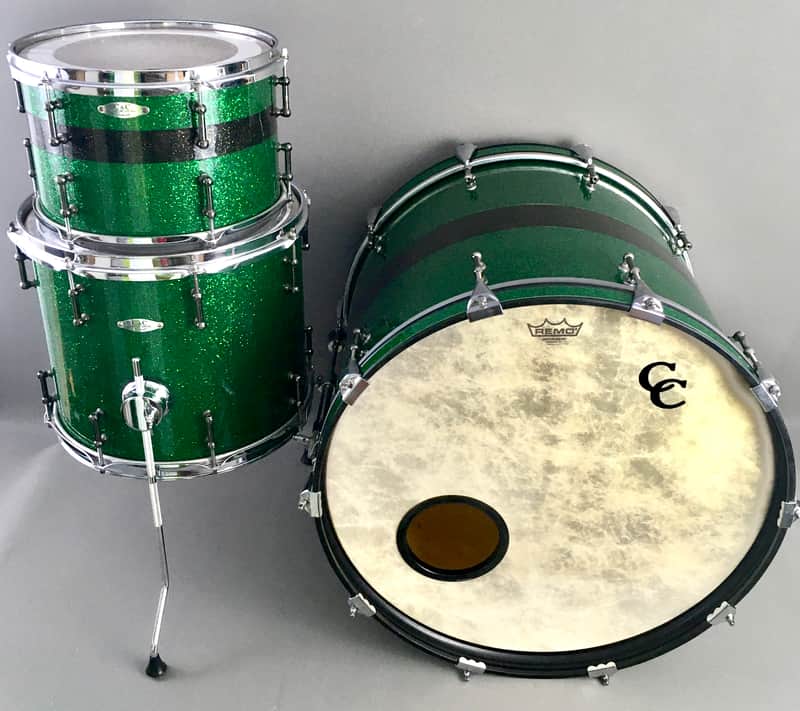 C&C Custom Drums Green Glass Glitter USA Order Made Drum Set Rock Kit CC Cardwell & Cardwell CC Maple Shells 12/14/22 image 1