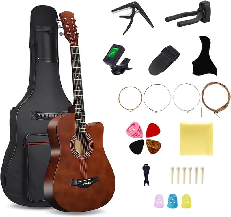 38inch Wood Acoustic Guitar for Adults, 6 Steel-String Acoustic Guitar With Guitar Bag  Guitar for Beginners. image 1
