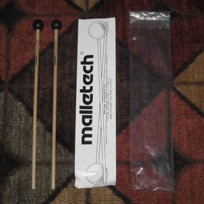 ONE pair new old stock (with packaging) Malletech NR36B Xylo/Bell Mallets - Natural Rubber, Very Hard, 1 & 1/8" Round Black Heads // Birch Handles (from around 2019) Made in USA image 1