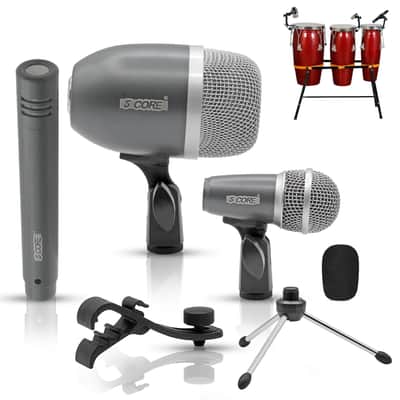 5Core Conga Mic Snare Tom Microphone Drum Kit Condenser XLR Instrument Mics GREY image 1