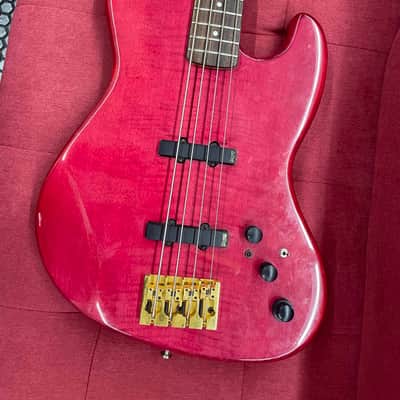 Hohner JJ Bass w/ Preamp Squier neck and Upgraded Bridge - Red Flame image 2