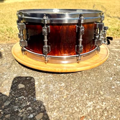 Tama Warlord Collection Masai 6x14" Bubinga Snare Drum 2000s - Quilted Bubinga Burst image 4