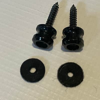 2000's Era Used Schaller Electric Guitar Worn Black Strap Lock Buttons Set image 2