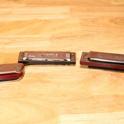 3 Vintage M Hohner Harmonicas Marine Band, Golden Melody & Blues Harp Keys G/C/G image 4