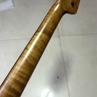Fretless 5-String Roasted flame Maple Bass guitar Neck 20fret Rosewood parts image 5