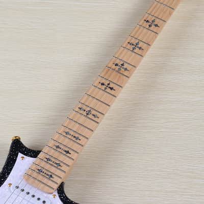 Sparkling Black HH  Custom Electric Guitar, Basswood Body, Maple Neck image 6
