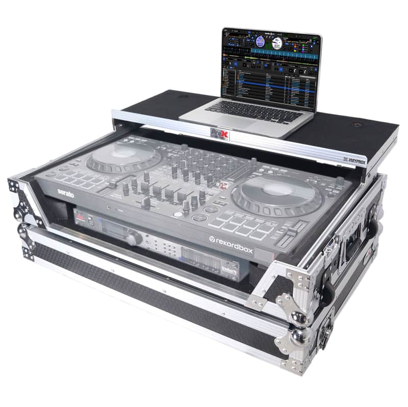 ProX XS-DDJFLX10WLT | Flight Case for DDJ-FLX10 with Laptop Shelf | 1U Rack Space & Wheels image 1