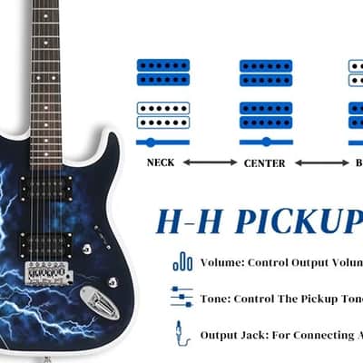 Ukscs Maple Lightning Style White Electric Guitar +Strap+ Cord+ Gigbag+ Picks image 3