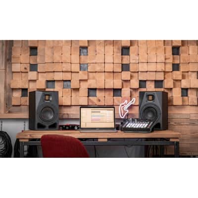 Adam Audio A7V Studio Monitor (Pair) with On-Stage Stands SMS6000-P Studio Monitor Stands, Large Isolation Pads, Balanced Interconnect Cables, and XLR Cables image 4